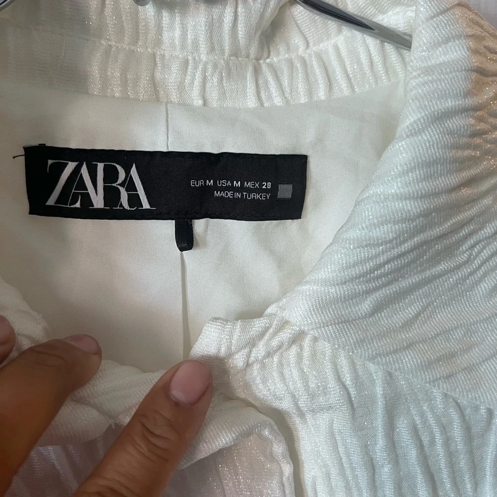 Zara White Textured Women's Blazer - Picture 3 of 12